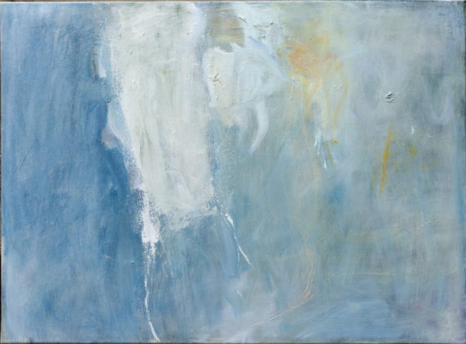 "Gelb und Weißtöne, Blau" - Öl und Eitempera auf LW - 80 60 cm - 2022