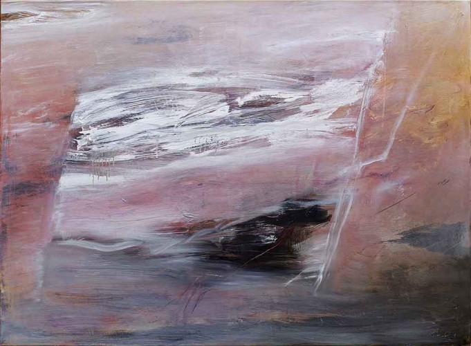 "helle Zeichnung über Rosenrot" - Öl und Eitempera auf LW - 150 x 110 cm - 2021