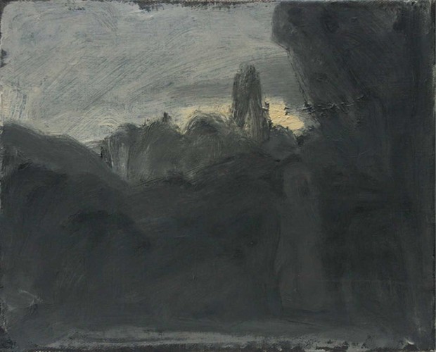 „nach A. Elsheimer11(Tobias und der Engel)“: 2013, Öl, Leinwand, 24 x 30 cm